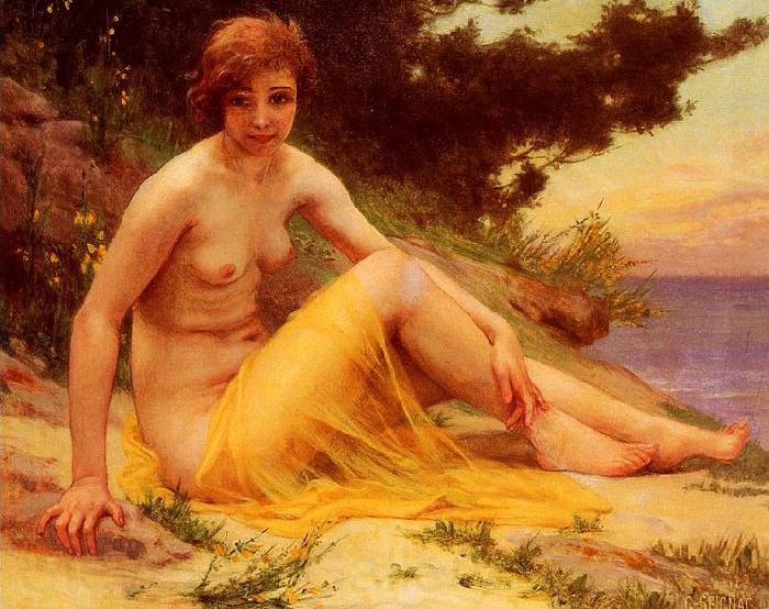 Guillaume Seignac Nude on the Beach Norge oil painting art